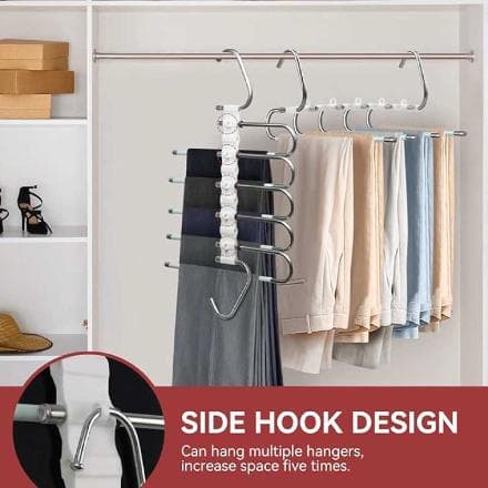 5 in 1 Pants Rack Hanger for Clothes Hanger Organizer Shelves Closet Storage Organizer Metal Hangers